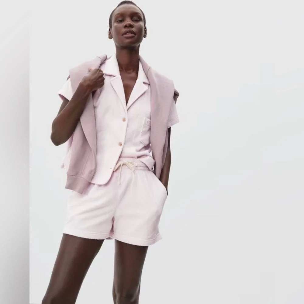 Everlane‎ Terry Cloth Relaxed Drawstring Short Orchid M Vacation Beach Summer